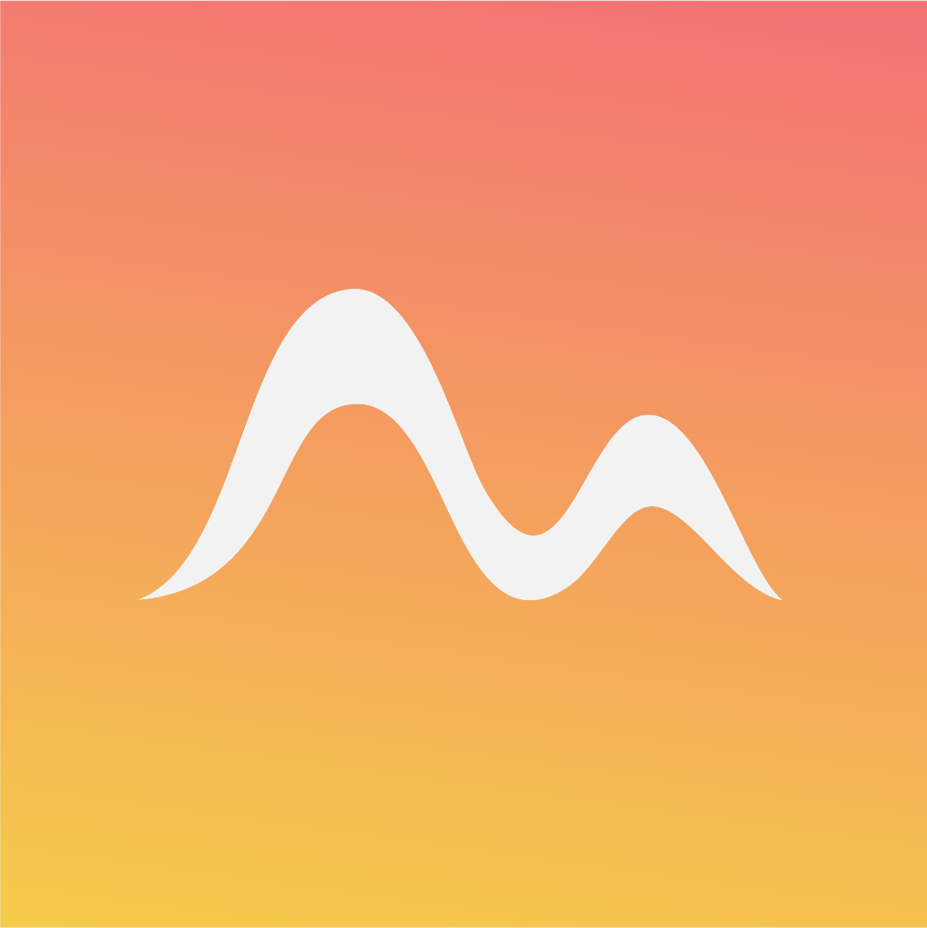 White flowing mountain mark on a warm gradient