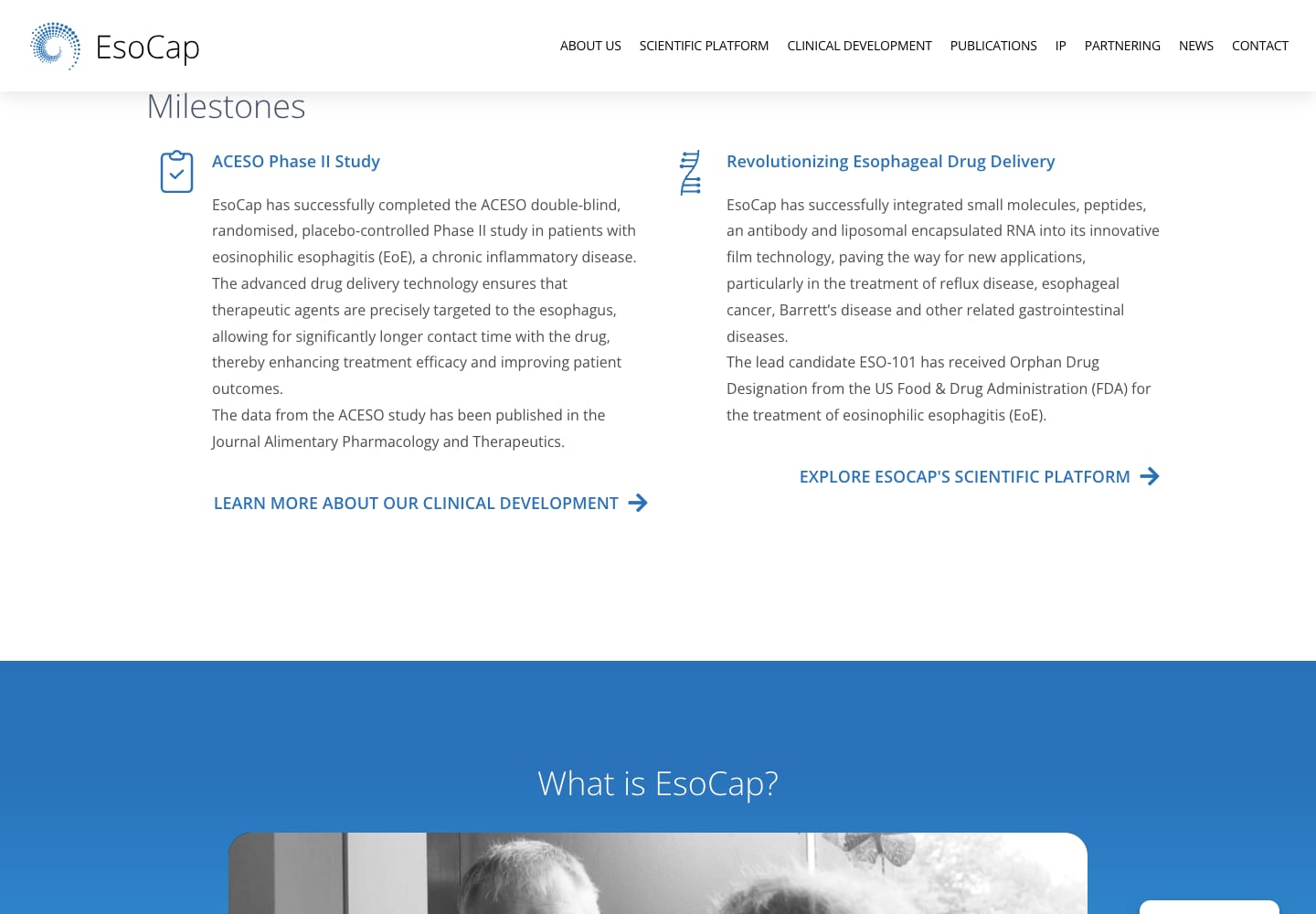 Clinical development and scientific milestones